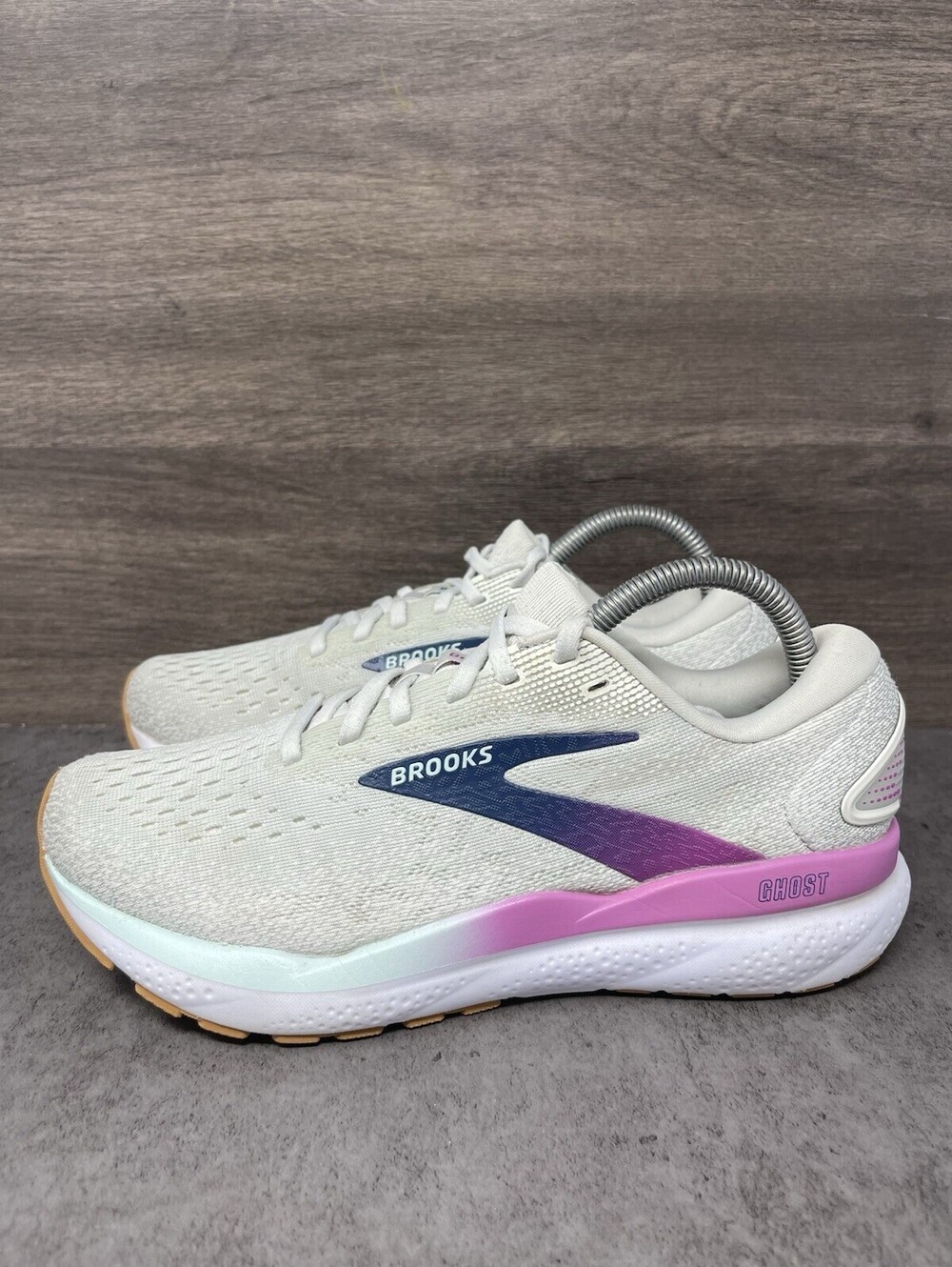 Brooks Ghost 16 Size 8.5 Womens White Pink Blue DNA LOFT v3 Running Shoes